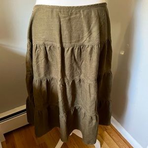 New York & Company. Army Green Corduroy Maxi Skirt, Sz. 8